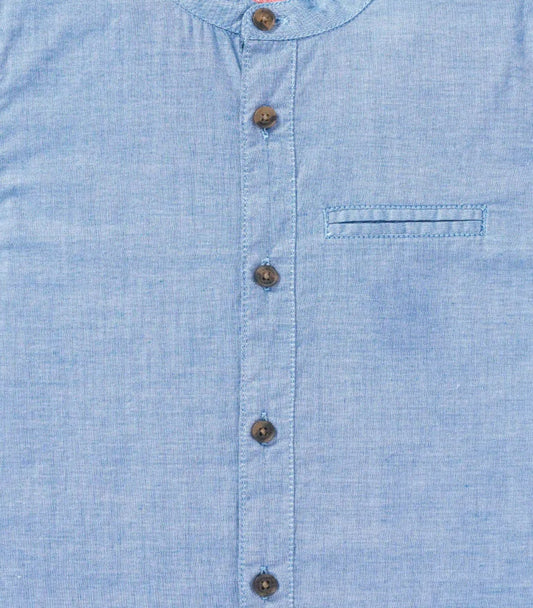 Mandarin Collar Shirt - Denim