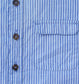 Mandarin Collar Stripe Shirt - Denim Colour