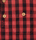 Mandarin Collar Checkered Shirt - Red Plaid
